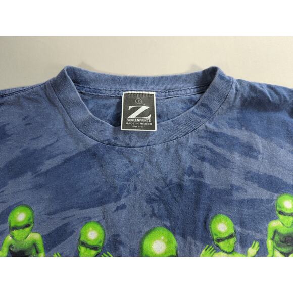 Y2K Z Screenprints Tie Dye Alien Graphic Shirt Dance Alien Dance Long Sleeve L - Picture 4 of 10
